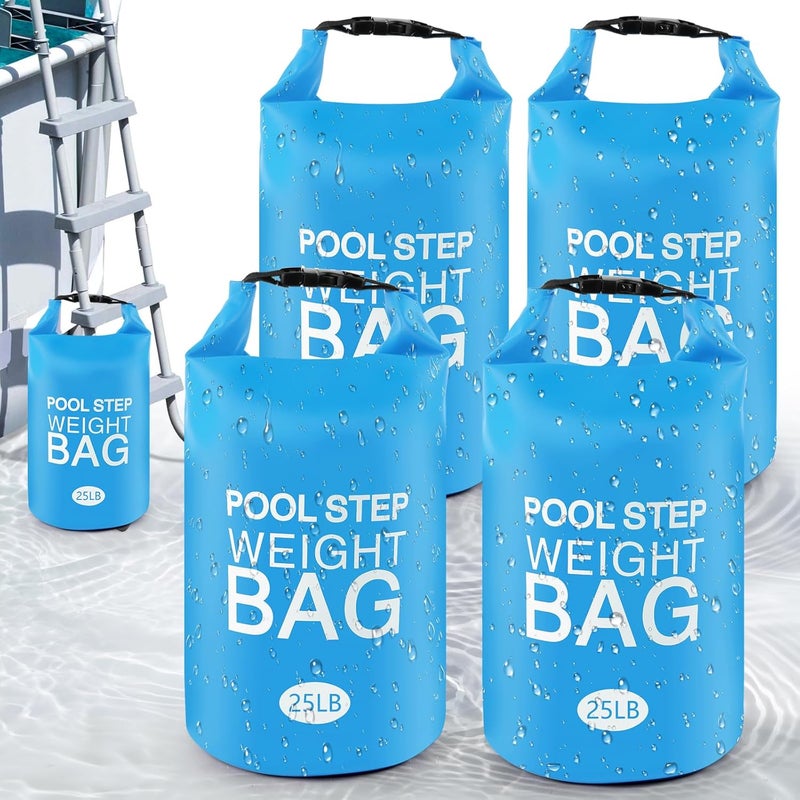 whumsdog 4 Pack Universal Pool Step Weights 250D PVC Waterproof Swimming Pool Ladder Weights 10L No Breaken Above Ground Pool Ladder Sand Bags, Foldable Pool Stair Weights for Pool Steps(Sky Blue) - Image 1